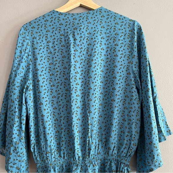 Natural Life Women’s Short Sleeve Romper Floral Beachy Boho Coastal Blue Small - Picture 7 of 14